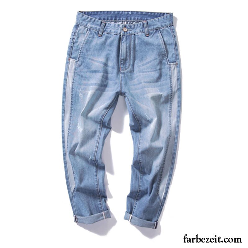 Skinny Pants Herren Dünn Hell Jeans Sommer Lose Trend Hose Blau Schüler Rabatt