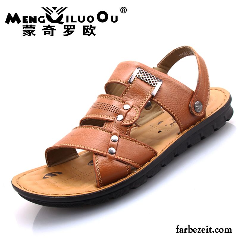 Luftige Schuhe Männer Sandalen Atmungsaktiv Casual Schuhe Sommer Leder Echtleder Pantolette Herren Rutschsicher Strand Kaufen