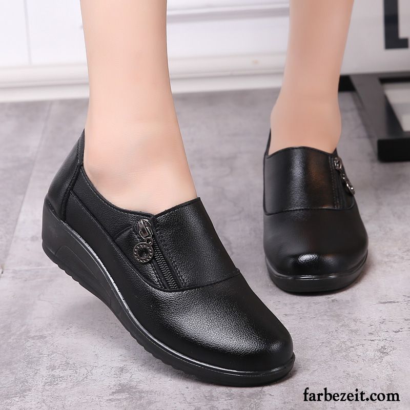 Luxus Schuhe Damen Casual Keilschuhe Lederschuhe Feder Herbst Weiche Sohle Schnürschuhe Echtleder Kaufen