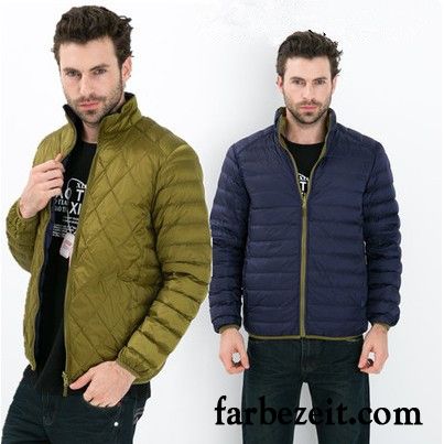 Mode Daunenjacke Herren Stehkragen Schlank Herbst Kurzer Absatz Überzieher Daunenjacke Grün Große Größe Einseitig Dünn Sonderangebot Winter Verkaufen