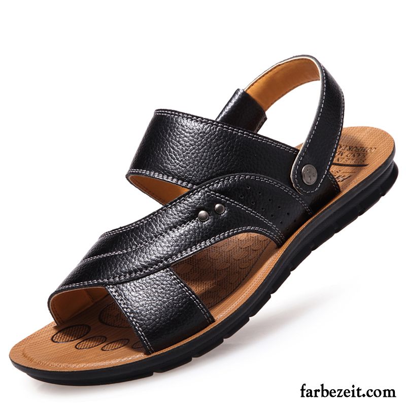 Mode Sandalen Herren Casual Sommer Leder Schuhe Pantolette Neue Sandalen Strand Echtleder Günstig