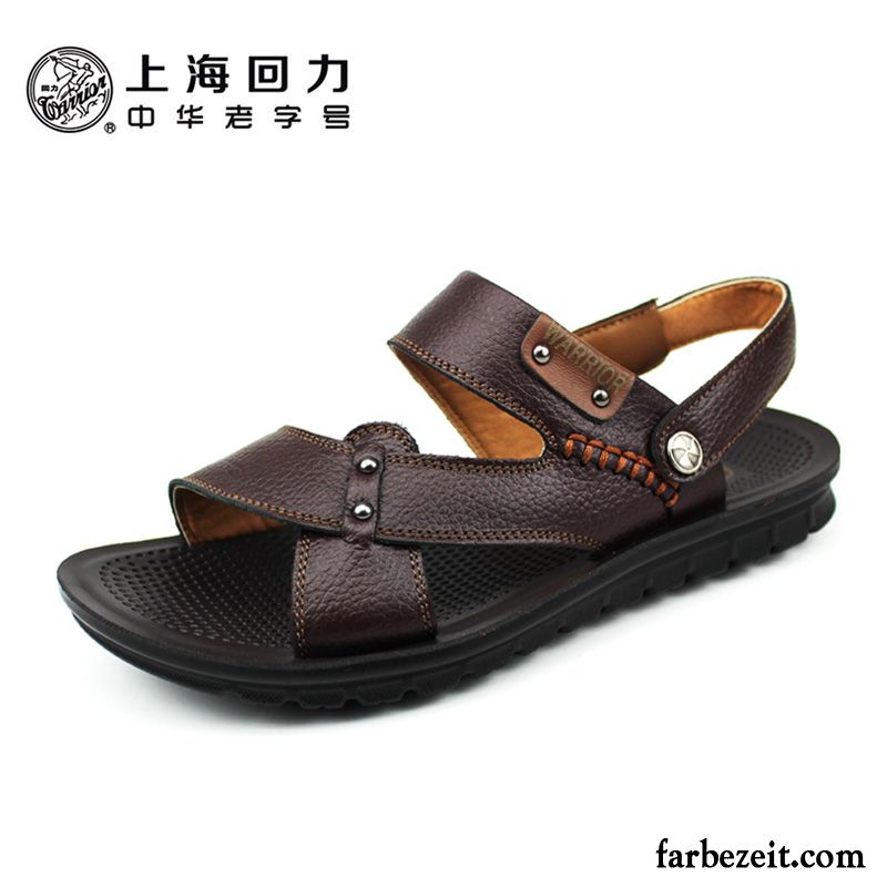 Mode Sandalen Herren Strand Hausschuhe Sommer Leder Sandalen Oberleder Atmungsaktiv Kaufen