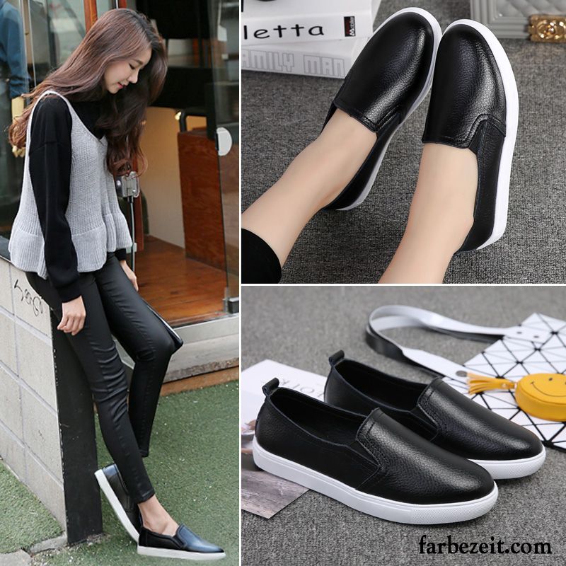 Moderne Halbschuhe Damen Halbschuhe Feder Allgleiches Casual Flache Neue Echtleder Faul Schnürschuhe Slip-on Billig