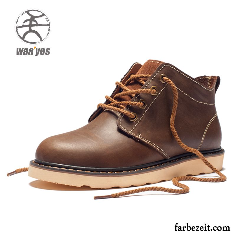 Männer Schwarz Cargo Echtleder Schuhe Martin Stiehlt Hohe England Herren Retro