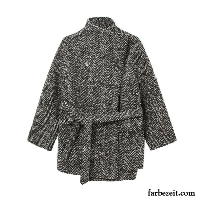 Mäntel Damen Große Größe Mode Winterkleidung Mäntel Wolle Herbst Überzieher Grau