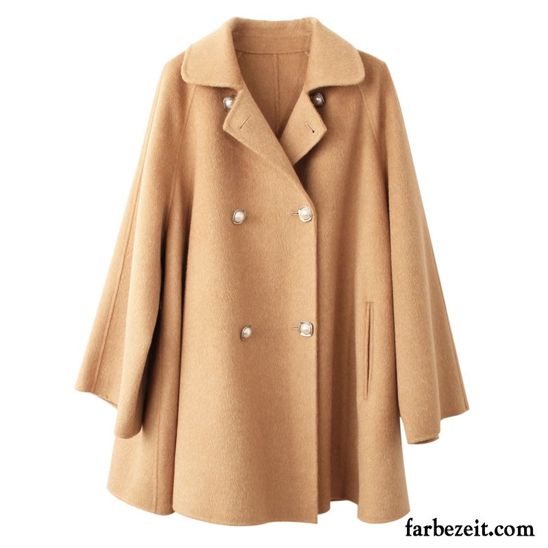 Mäntel Damen Lose Schaltflächen Sortieren Revers Einfach Winter Temperament Khaki