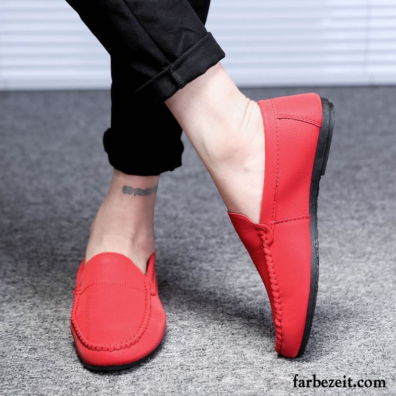 Plateauschuhe Herren Trend Faul Neue Herbst England Rot Casual Lederschue Persönlichkeit Schuhe Allgleiches