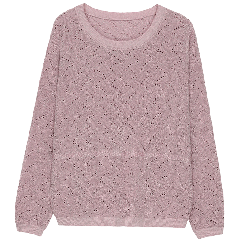 Pullover Damen Mode Unteres Hemd Neu Herbst Hohl Lange Ärmel Blau Rosa