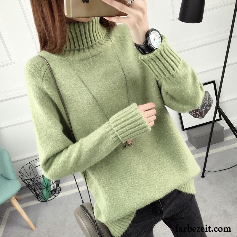 Pullover Damen Weiß Allgleiches Neu Winter Lose Verdickung Lange Ärmel Herbst Strickwaren Pullover Kaufen