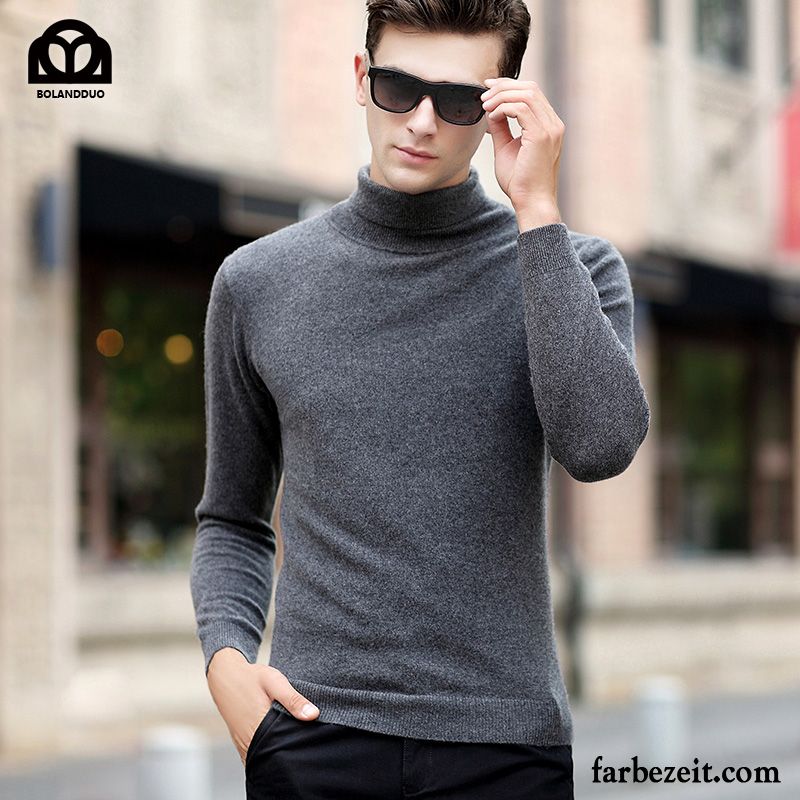 Pullover Größen Herren Jugend Wollpullover Winter Strickwaren Rollkragen Herbst Rein Unteres Hemd Schlank Günstig