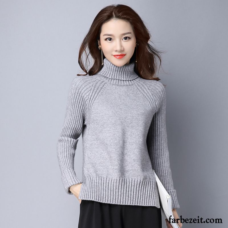 Pullover Olivgrün Damen Lange Ärmel Unteres Hemd Neu Verdickung Allgleiches Mode Herbst Kurzer Absatz Rollkragen Winter Lose Sale