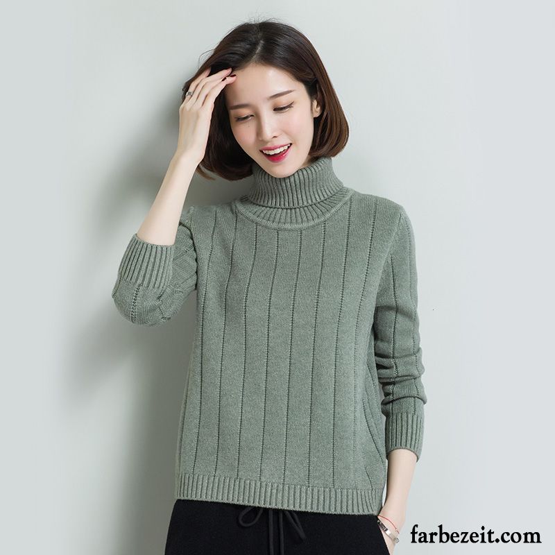 Pullover Oversize Damen Allgleiches Weiß Unteres Hemd Herbst Strickwaren Verdickung Kurzer Absatz Trend Rollkragen Winter Lose Lange Ärmel Verkaufen