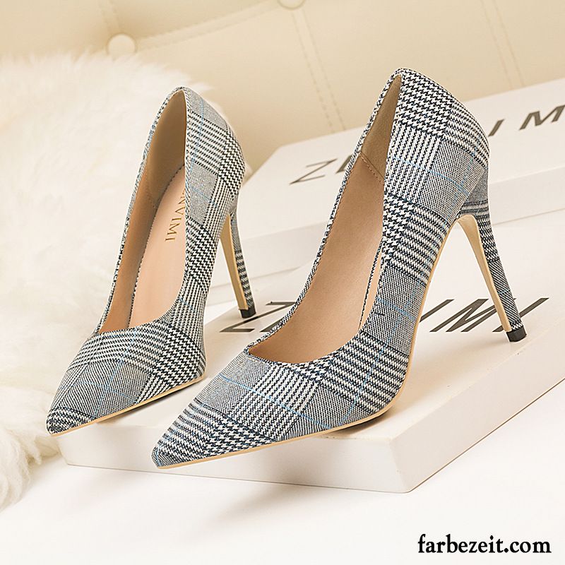 Pumps Blau Wildleder Mode Dünne Fersen Grau Damen Spitze Hochhackigen Partei Schnürschuhe Sexy Neue Pumps Günstig