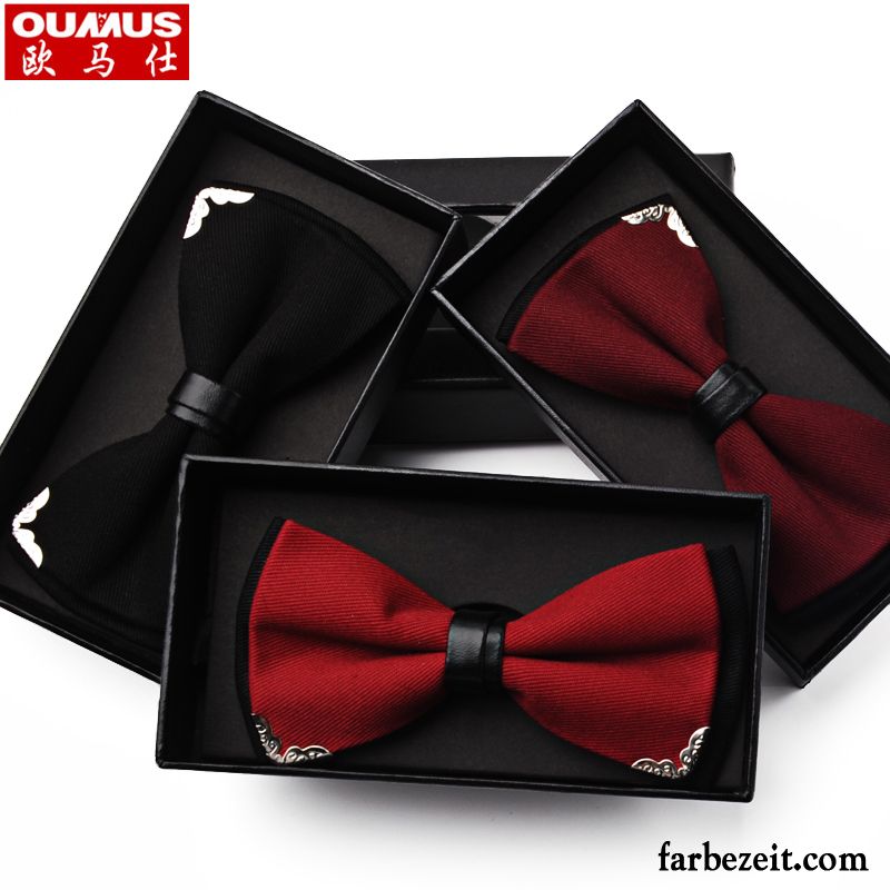 Querbinder Fliege Herren Bräutigam Bowknot Trend England Trauzeugen Verheiratet Bordeauxrot Rot