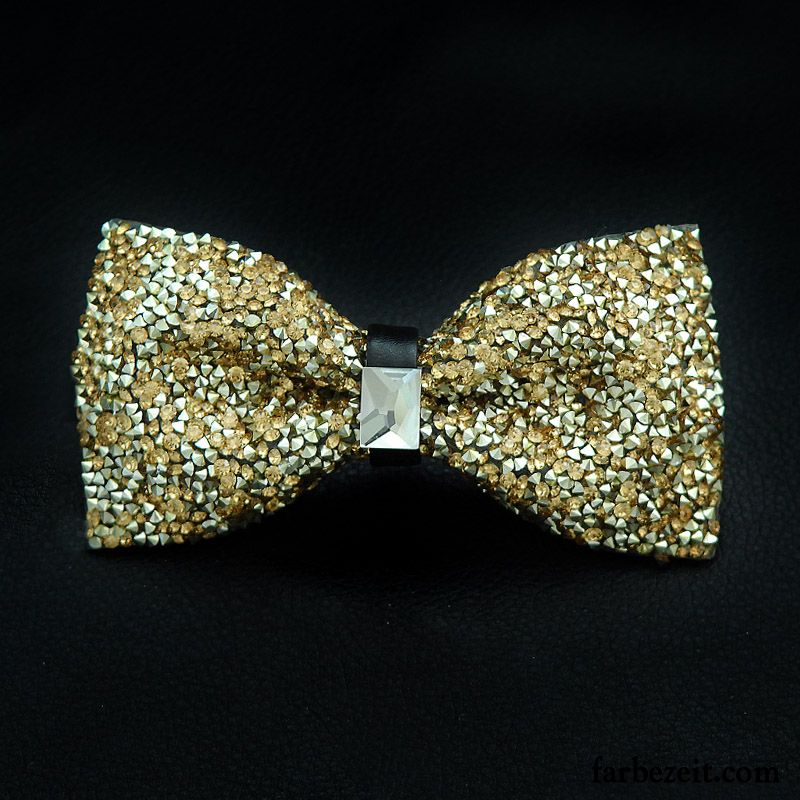 Querbinder Fliege Herren Formelle Kleidung Persönlichkeit Mode Bräutigam Strass Bowknot Gold