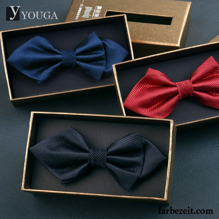 Querbinder Fliege Herren Trauzeugen Geschenkbox Verheiratet Bowknot England Bräutigam Schwarz