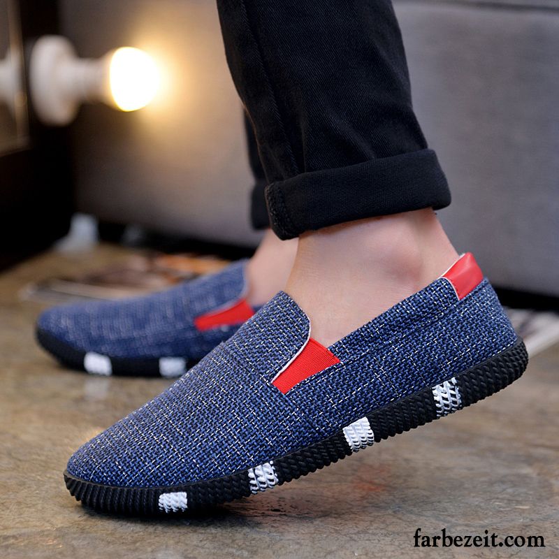 Rahmengenähte Schuhe Herren Faul Rot Sommer Atmungsaktiv Trend Halbschuhe Tuch Schuhe Casual Kaufen