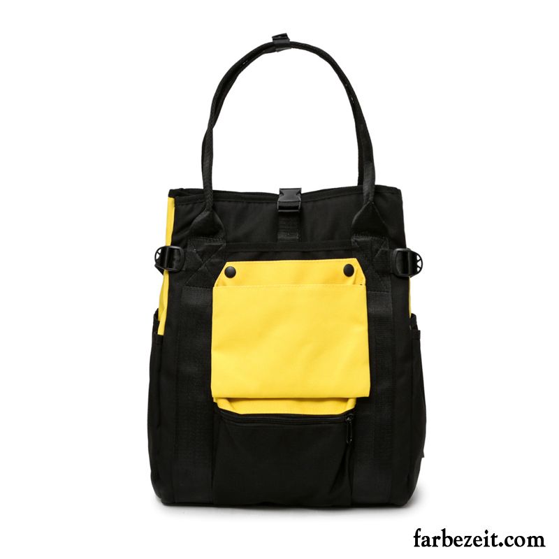 Reisetasche Damen Einfach Schultasche Reisen Mini Rucksack Student Schwarz Gelb