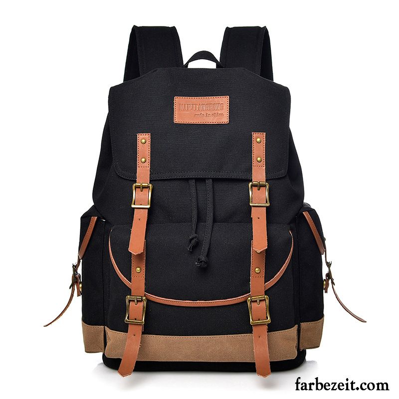 Reisetasche Damen Neu Freizeit Rucksack Jeden Tag Reisen Baumwolle Schwarz