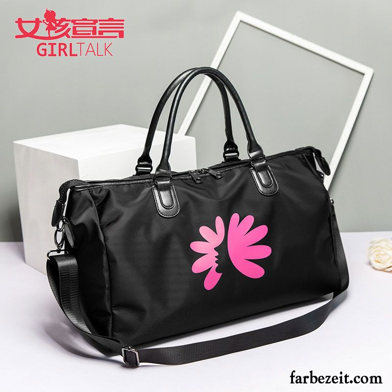 Reisetasche Damen Reisen Gepäcktasche Leichtgewicht Fitness Große Kapazität Sport Schwarz