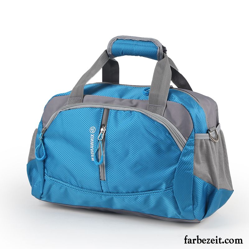 Reisetasche Damen Sporttasche Freizeit Kurz Geschäftsreise Handtasche Leichtgewicht Blau