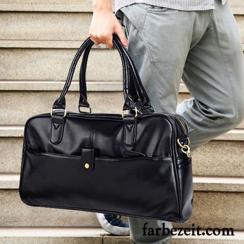 Reisetasche Herren Business Umhängetasche Reisen Handtasche Trend Leder Schwarz