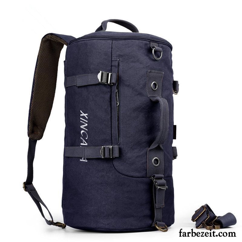 Reisetasche Herren Leinwand Reisen Rucksack Große Kapazität Sport Student Blau