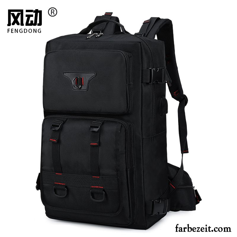 Reisetasche Herren Reisen Rucksack Große Kapazität Sport Wander Outdoor Schwarz