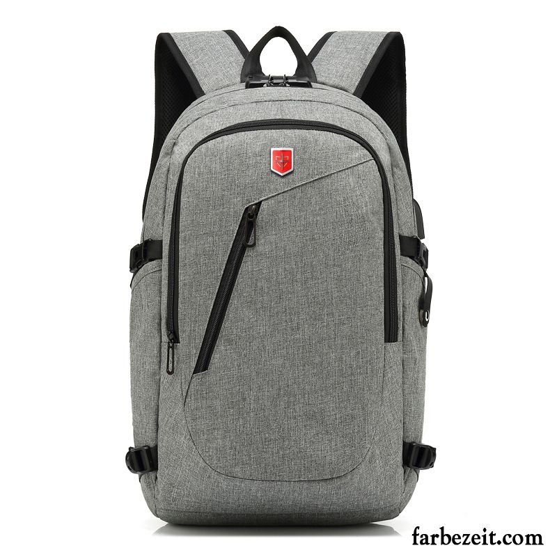 Reisetasche Herren Reisen Student Computer Tasche Rucksack Leinwand Mode Grau