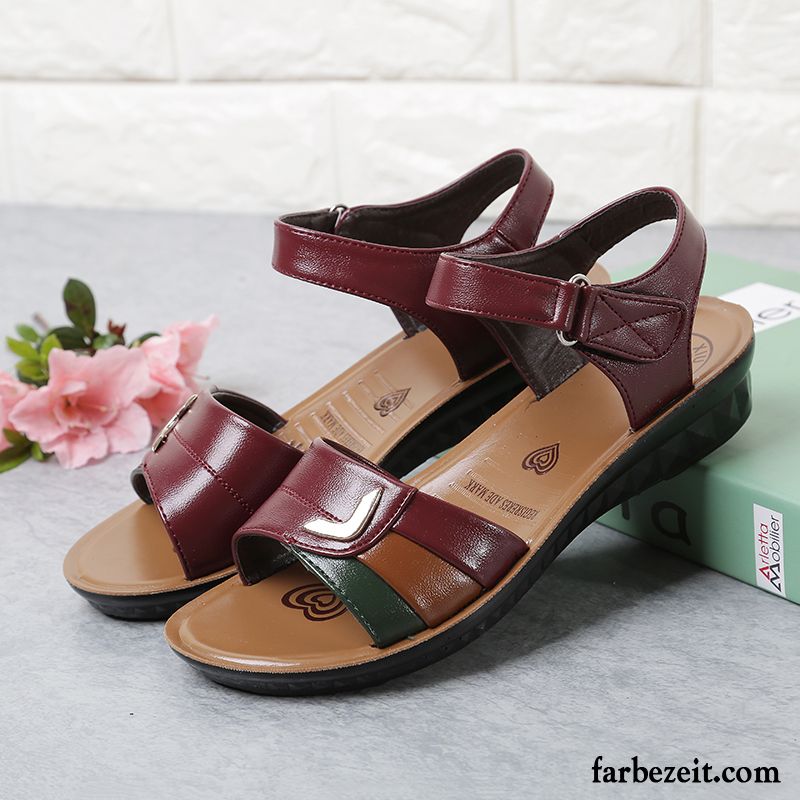 Riemchen Sandaletten Absatz Sandalen Flache Große Größe Damen Schuhe Sommer Weiche Sohle Sale