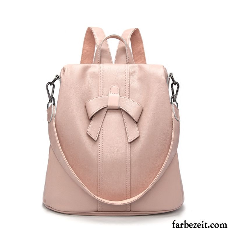 Rucksäcke Damen Echt Leder Reisen Neu Freizeit Rucksack All Match Rosa