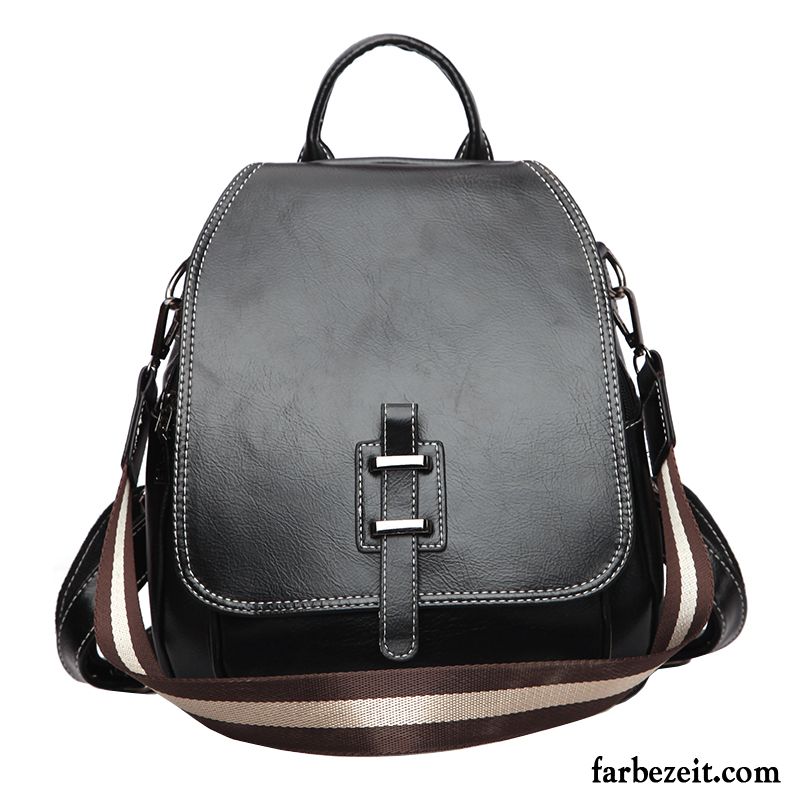 Rucksäcke Damen Mode Mini All Match Rucksack Einfach Leder Schwarz