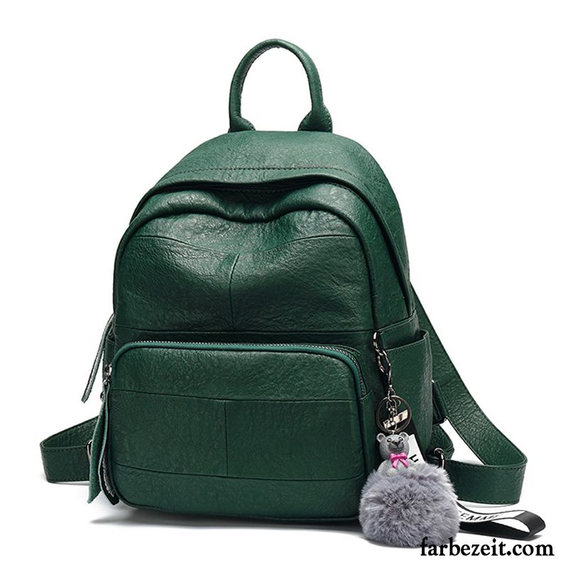 Rucksäcke Damen Reisen Mode Schultasche Trend Rucksack Weiches Leder Grün