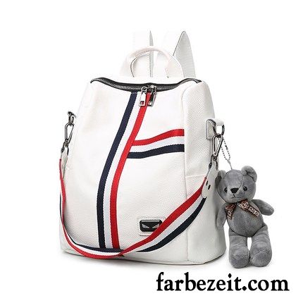 Rucksäcke Damen Rucksack Frühling Weiches Leder Student Neu Schultasche Weiß