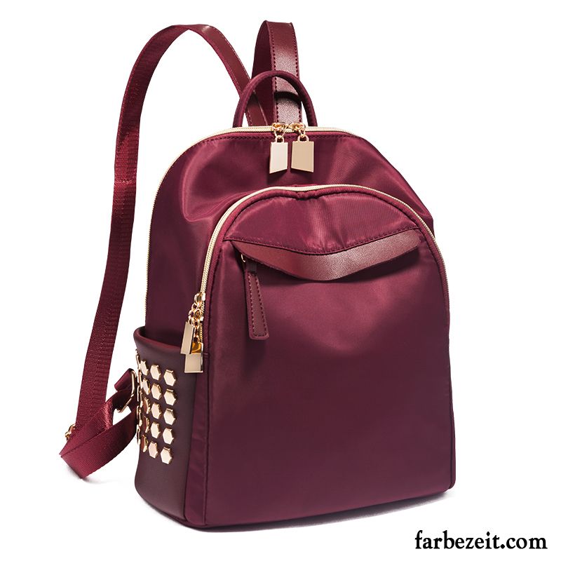 Rucksäcke Damen Trend Freizeit Rucksack Student 2018 All Match Bordeauxrot