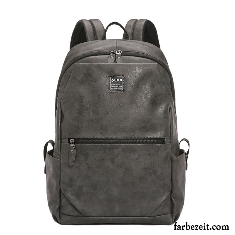 Rucksäcke Herren Einfach Neu Trend Rucksack Große Kapazität Leder Grau