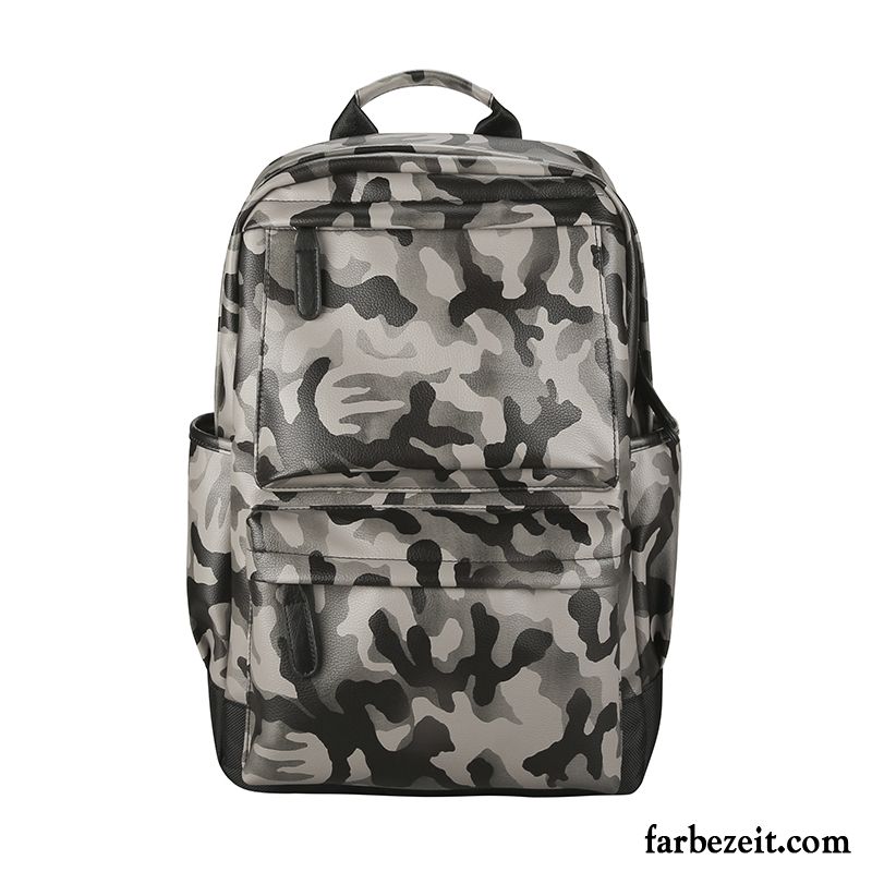 Rucksäcke Herren Gymnasium Schultasche Retro Mode Student Reisen Camouflage Grau