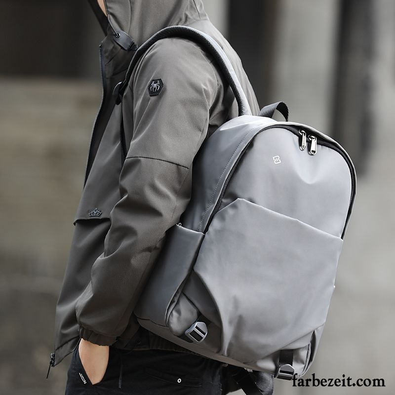 Rucksäcke Herren Leichtgewicht Leinwand Trend Rucksack Freizeit Mode Grau