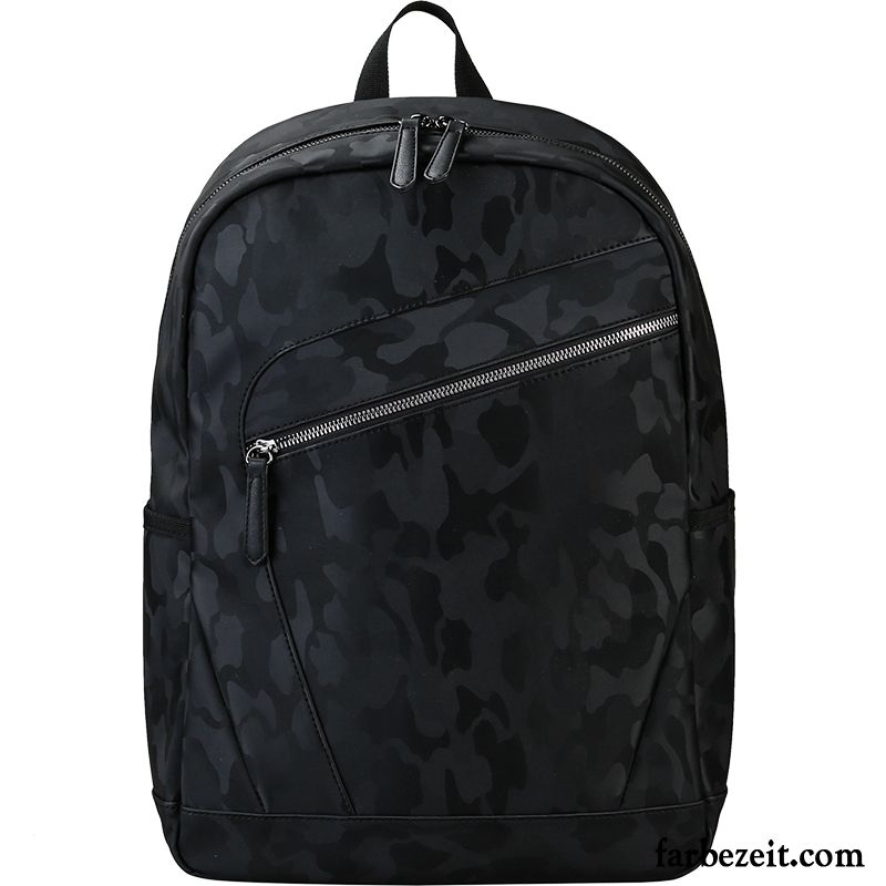 Rucksäcke Herren Pu-leder Rucksack Student Stoff Schultasche All Match Camouflage Schwarz