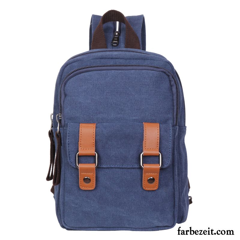 Rucksäcke Herren Rucksack Leinwand Freizeit Student Brusttasche Trend Blau