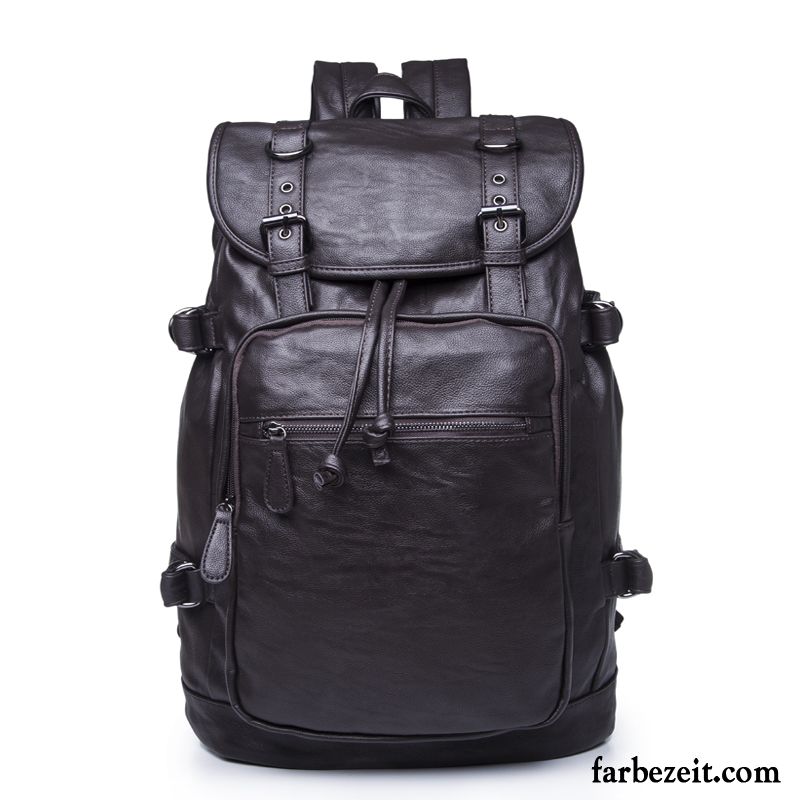 Rucksäcke Herren Tasche Echt Leder Mode Rucksack Trend Reisen Braun