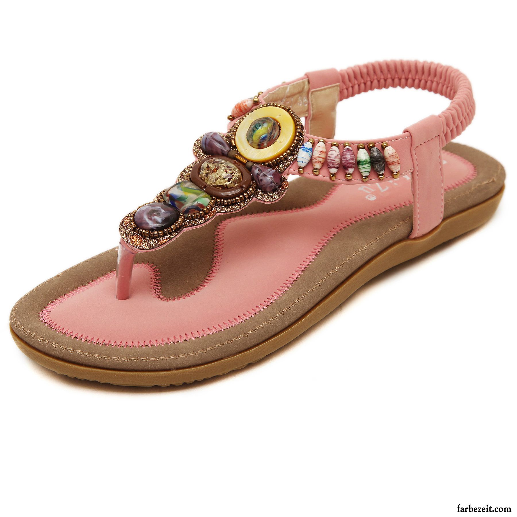 Sandalen Bestellen Rom Strand Schuhe Flache Damen Sommer Sandalen Strasssteine Nationalen Stil Günstig