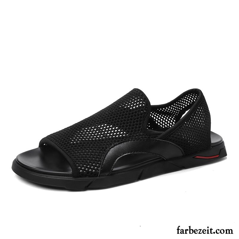 Sandalen Herren Atmungsaktiv Casual Net Yarn Schüler Sommer Teenager Schwarz