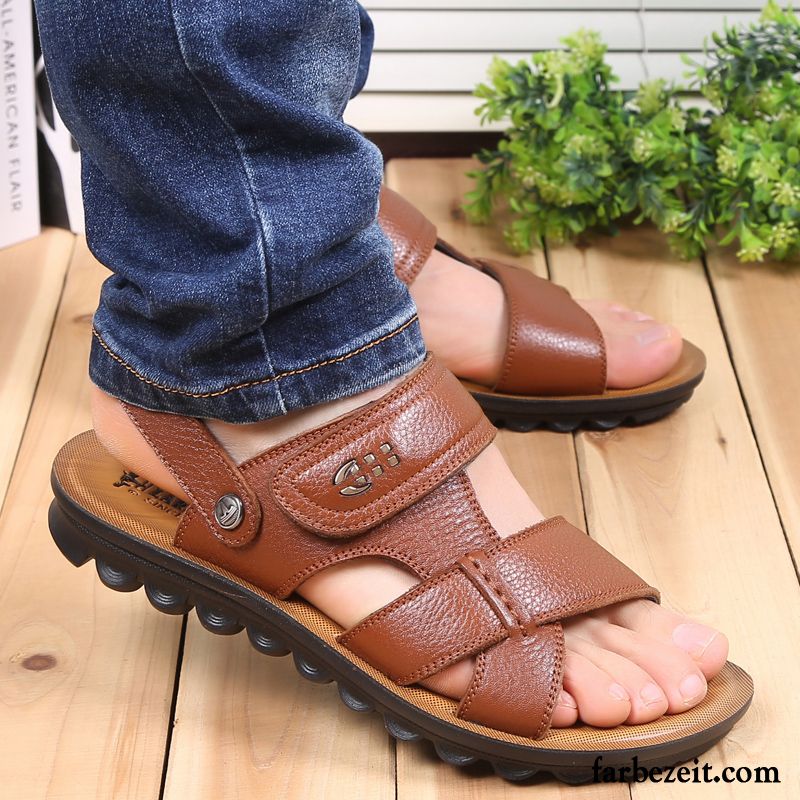 Sandalen Herren Atmungsaktiv Pantolette Sommer Trend Neue Casual Sandfarben Braun