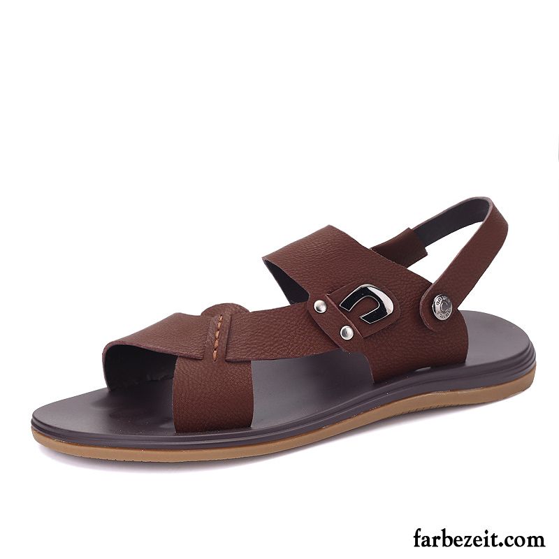 Sandalen Herren Neue Sommer Hausschuhe Wasserdicht Weiche Sohle Casual Braun