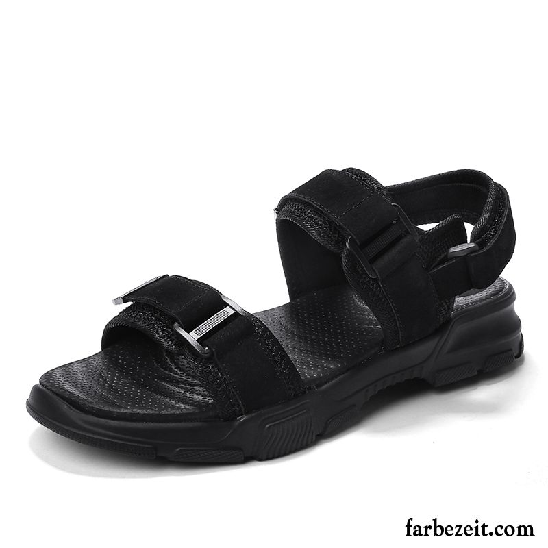 Sandalen Herren Persönlichkeit Rom Sommer Trend Mode Pantolette Sandfarben Schwarz