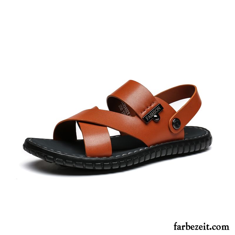 Sandalen Herren Schuhe Sommer Draussen Rutschsicher Casual Neue Sandfarben Braun Gelb Rot