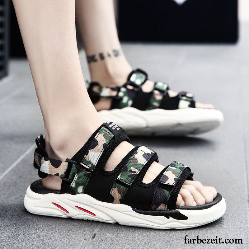 Sandalen Herren Sommer Neue Weiche Sohle Casual Schuhe Mode Camouflage Sandfarben