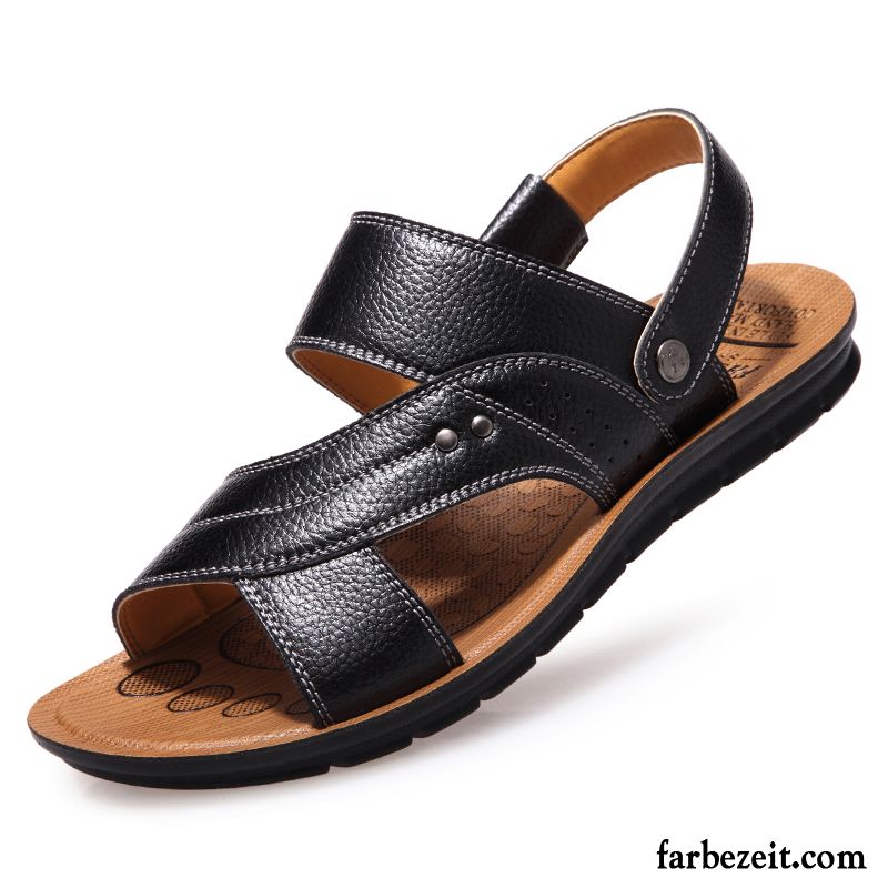 Sandalen Leder Herren Atmungsaktiv Strand Schuhe Rutschsicher Neue Casual Sommer Sandalen Hohl Echtleder