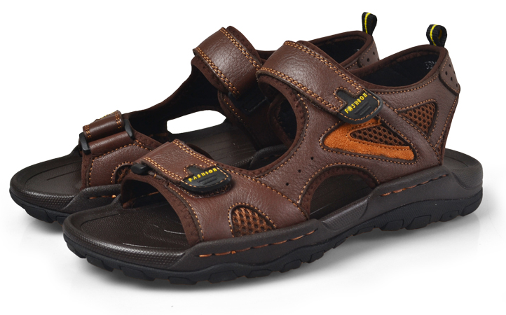 Sandalen Fußbett Herren Casual Echtleder Schuhe Jugend Dicke Sohle Strand Draussen Sommer Trend Rutschsicher Sandalen